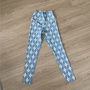 Beach Riot Blue and White Argyle Leggings